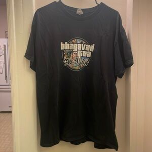 Bhagavad Gita “As It Is”, black Grand Theft Auto style worn black T-shirt